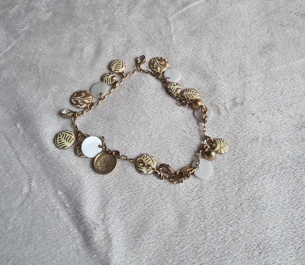 Lia Sophia Gold and Cream Charm Bracelet